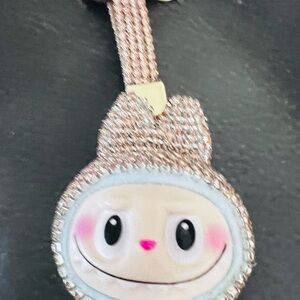 Sparkling Rose Gold Labubu Crystal Keychain Charm Never used